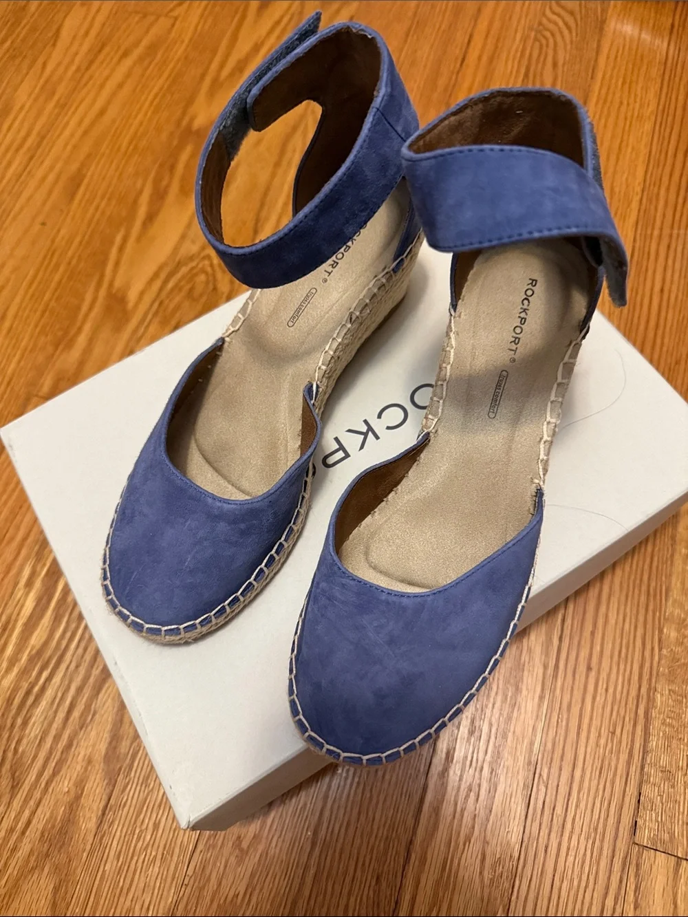 Rockport Blue Suede Ankle-Strap Espadrilles